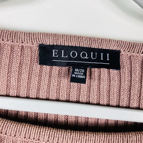 Eloquii Size 18 20 Cropped Ribbed Open Sleeve Sweater Pink Blush 100% Cotton - Picture 4 of 5